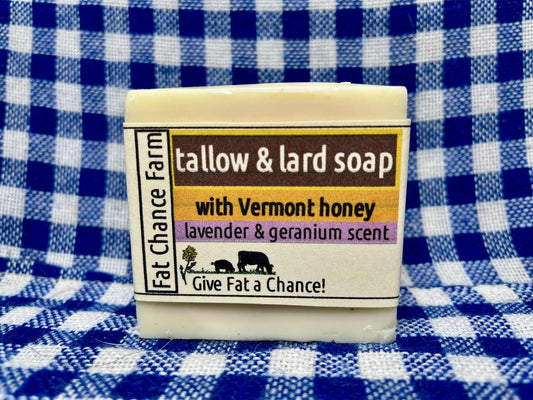 Tallow and Lard Soap with Vermont Honey