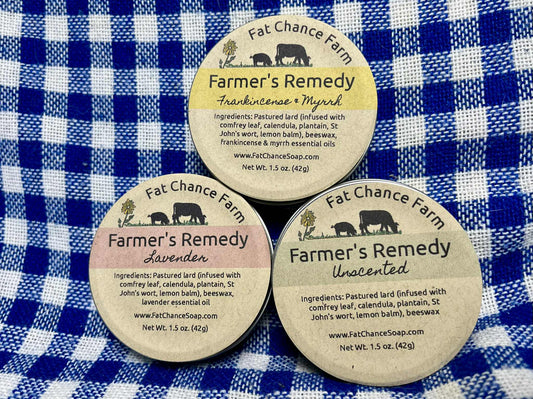Farmer's Remedy - Lard, Calendula, Plantain, Lemon Balm and Essential Oils, 1.5 oz.