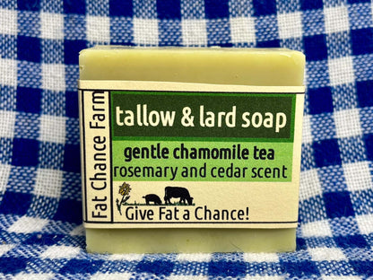 Tallow and Lard Herbal Soap - with chamomile tea, rosemary scent