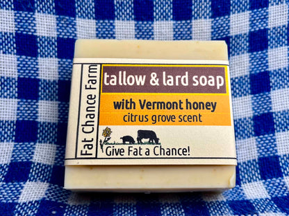 Tallow and Lard Soap with Vermont Honey