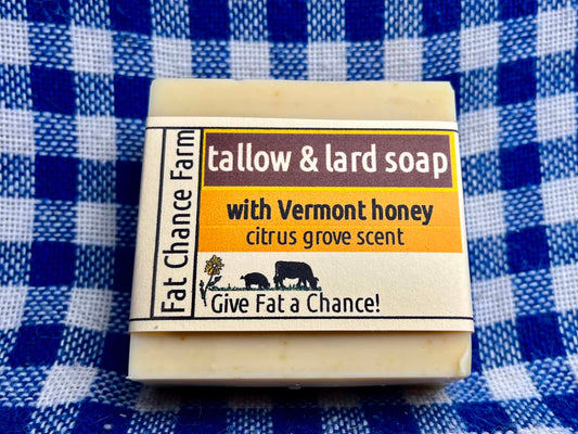 Tallow and Lard Soap with Vermont Honey
