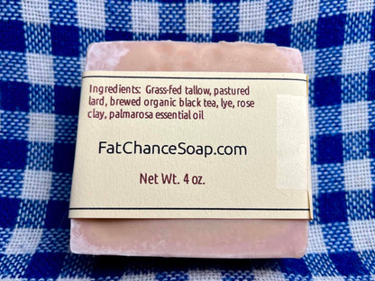 Black Tea and Clay Soap - gentle cleansing, rose scented