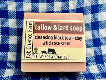 Black Tea and Clay Soap - gentle cleansing, rose scented